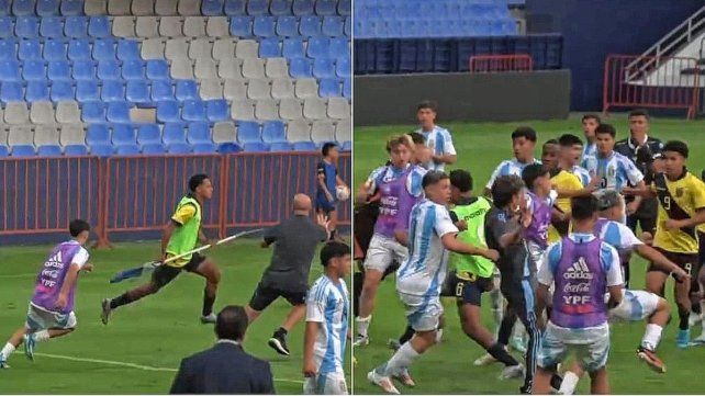 La Selección Argentina Sub 15 y su similar de Ecuador protagonizaron un escándalo en Guayaquil durante un amistoso.