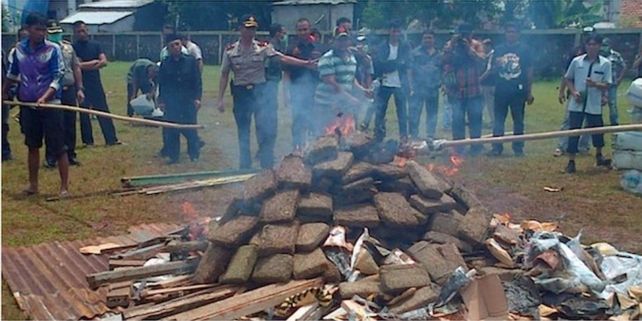 La Policía quemó más de 3 toneladas de marihuana al aire libre y drogó a todo un pueblo