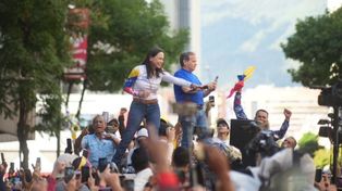 Corina Machado reapareció en público para encabezar un acto contra el régimen de Nicolás Maduro en Venezuela.