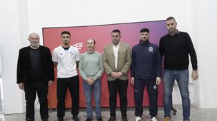 Argentino y Central Córdoba. Daniel Mariatti, Bruno Cabrera, &nbsp;Fernando Maletti, Gustavo Velázquez, Matías Giroldi &nbsp;y Omar Vicente en la previa de clásico.
