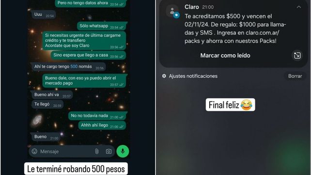 Los reflejos de un joven que fue víctima de una estafa virtual fueron claves para que la historia tuviera final feliz.&nbsp;