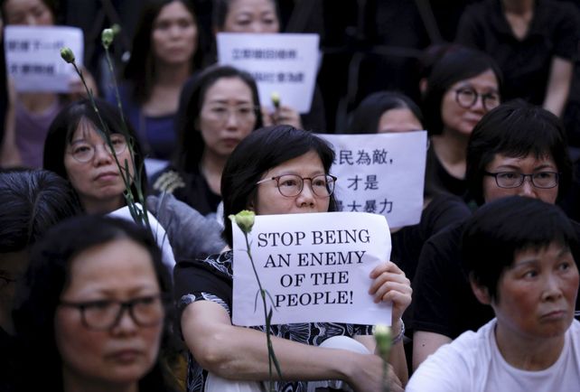Una protesta contra el r&eacute;gimen chino en Honk Kong.