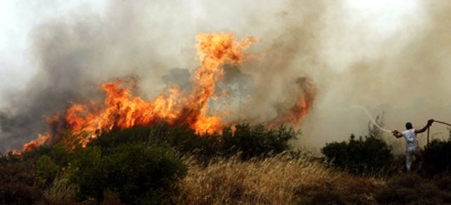 Un incendio forestal avanza a quince kil&oacute;metros del centro de Atenas