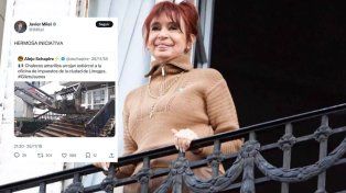 Cristina Kirchner le recordó a Javier Milei su apoyo a protestas con bosta en Francia