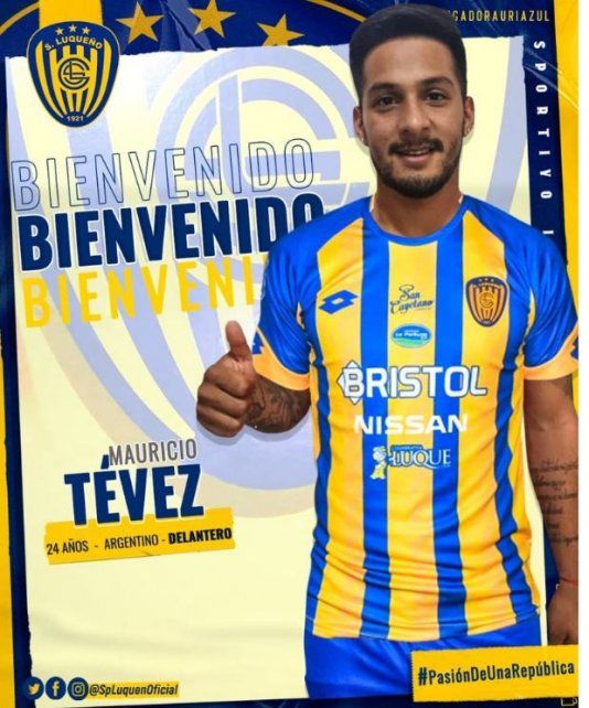 El delantero, con la camiseta de su nuevo club, Sportivo Luqueño.