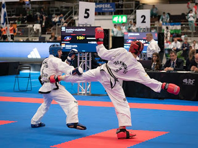 Valentino Daverio fue campeón del Mundial de taekwondo en Finlandia durante 2023.
