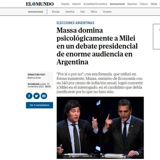 La carrera por la Presidencia de la Argentina llegó a su semana final con el encendido debate entre los candidatos Javier Milei y Sergio Massa.