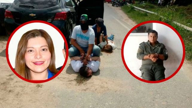 Arresto. Los sospechosos contra el piso. Uno es la ex candidata a concejal Soledad Rodríguez.