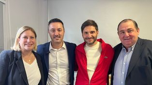 Maximiliano Pullaro, flanqueado por Gisela Scaglia (vice electa), Luis Petri y Juan Pablo Poletti, habló sobre el futuro de la Corte.