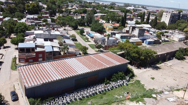 Panorámica del barrio hacia el noroeste y la ex fábrica de corchos.