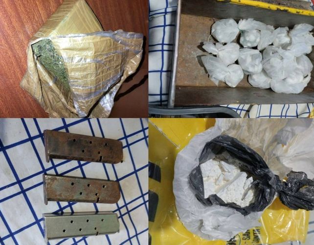 Parte de lo secuestrado en las dos viviendas de zona sur