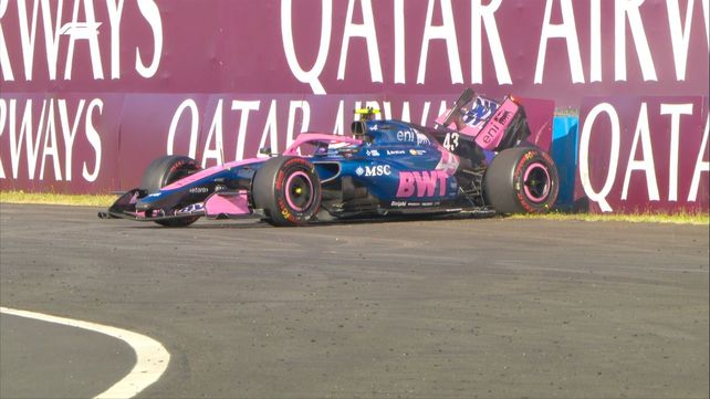 Así quedó el Alpine luego de un extraño despiste antes del ingreso a la recta principal. Franco Colapinto giró poco en el difícil Hungaroring. Este domingo