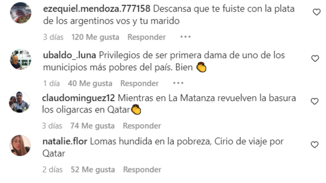 Las críticas de algunos usuarios a Jesica Cirio por su viaje a Qatar 