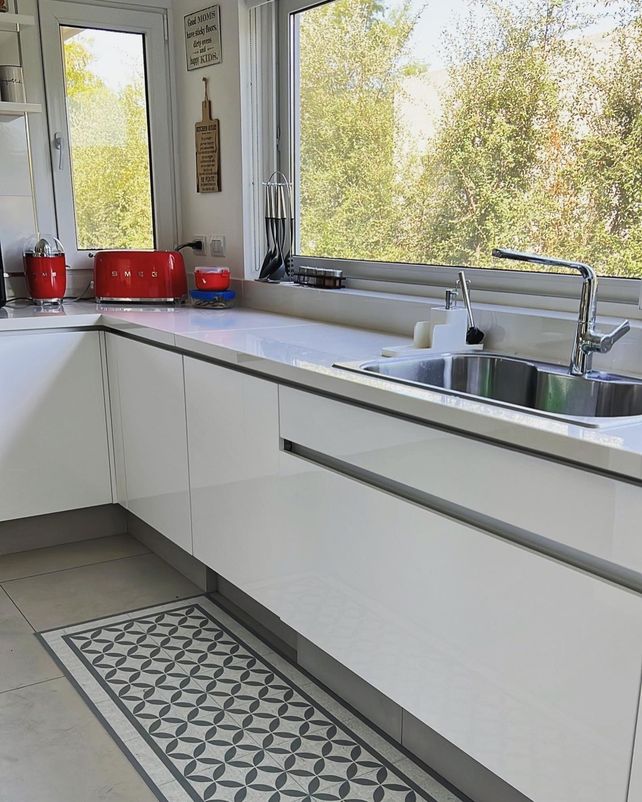 Las alfombras aplicadas en una cocina.