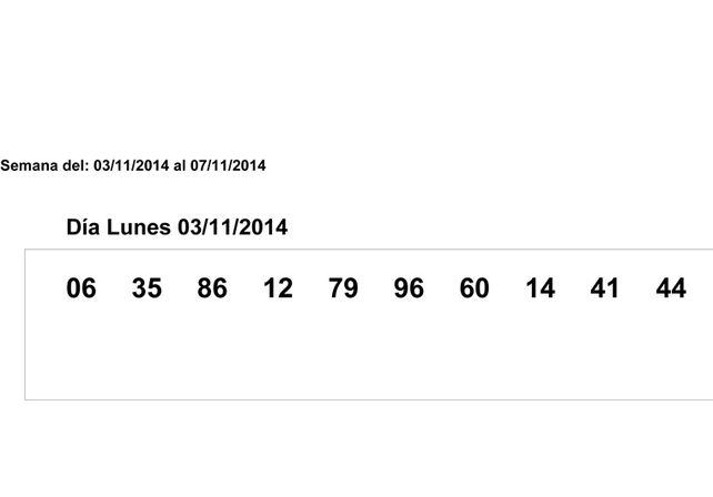 Números correspondientes al Lunes 3 de Noviembre