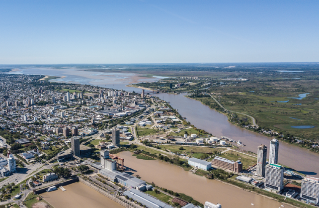 Santa Fe. Vista aérea de la laguna Setúbal durante 2020.