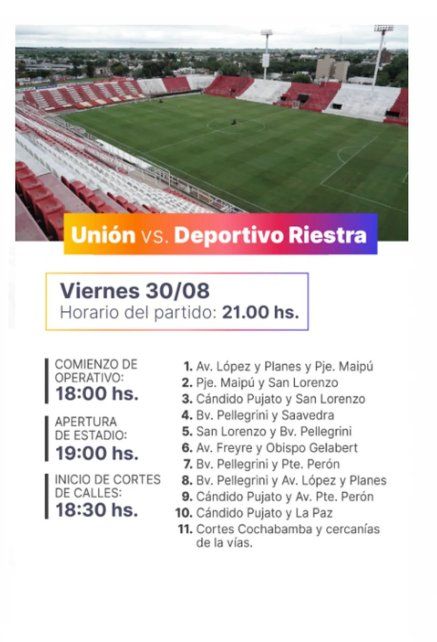 Tomá nota: los cortes de tránsito por el partido entre Unión y Riestra