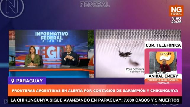 Captura de imagen de un noticiero paraguayo donde el tema está en pantalla todos los días.