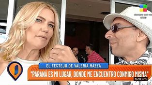 Valería Mazza en una nota ante un periodista local.