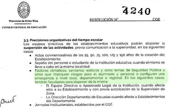 Agmer Federal repudió a la departamental de escuelas por no suspender las clases