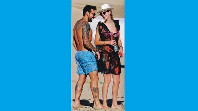 El Pocho Lavezzi junto a su hijo y Yanina Screpante en Punta