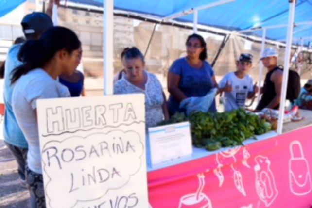 Stand. Los jóvenes exponen su propia producción en la plaza Montenegro.