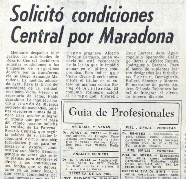 Maradona pudo ser canalla a finales del 78