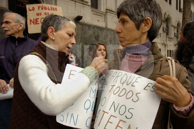 Manifestación en Tribunales durante la presentación del recurso de apelación.