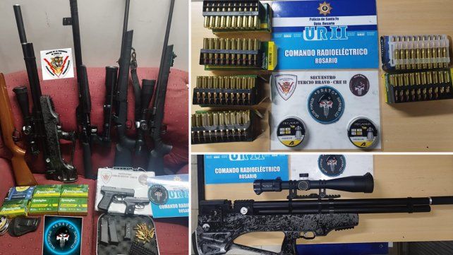 El arsenal secuestrado en la vivienda de Rosario tras la denuncia de violencia de género&nbsp;