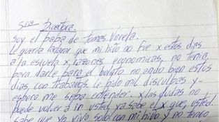 Un albañil escribió a la escuela porque no tiene plata para el boleto de su hijo