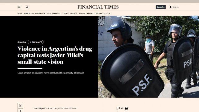 La mirada de Financial Times sobre Rosario, la capital argentina de la droga