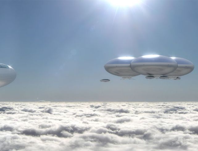 Los astronautas vivirían en grandes plataformas entre las nubes.