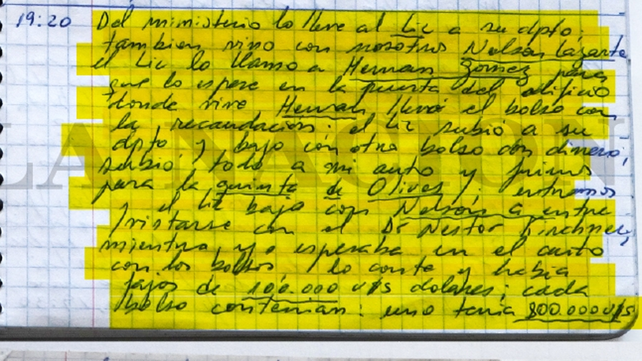 Los cuadernos donde el chofer de Baratta registró recorridos de la coima