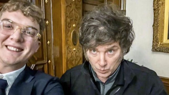 El presidente Javier Milei en la Casa Rosada junto a Hayden Davis