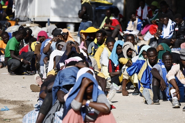 Algunos de los migrantes africanos que llegaron durante la semana a la peque&ntilde;a isla de Lampedusa.
