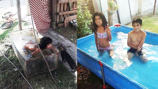 Santa Elena: Se bañaba en una heladera y le reglaron una pileta de lona