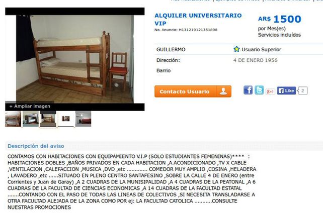 Ex prostíbulo céntrico se ofrece como una pensión para chicas