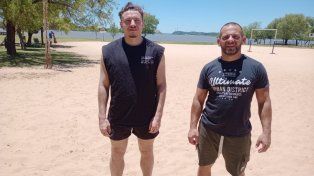 Martín Paz y Agustín Musante en la previa del torneo de lucha.