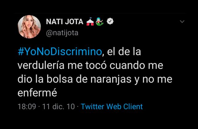 Nati Jota grabó un video en el que pidió disculpas por los tuits racistas que posteó a los 15 años
