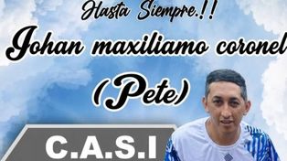 La despedida del club San Isidro al futbolista Johan Maximiliano Coronel, que murió este jueves a la madrugada en un accidente vial.&nbsp;