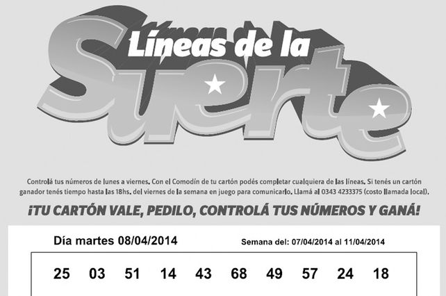 Números que corresponden al martes 07 de ABRIL