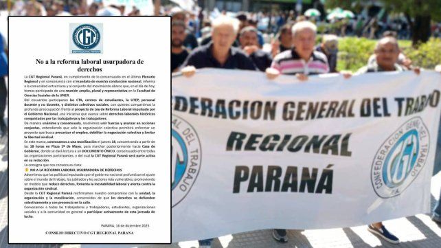 Gremios y organizaciones se movilizan en Paraná contra la reforma laboral