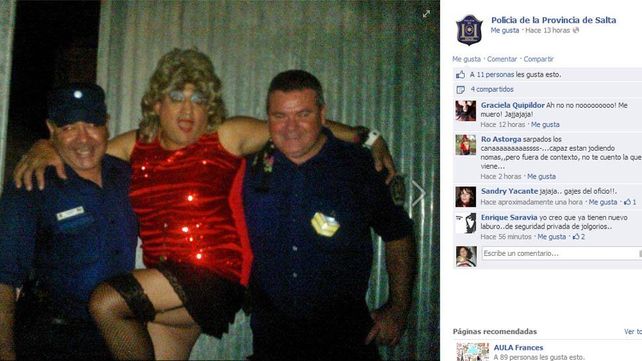 Echaron a dos policías en Salta por sacarse fotos con una travesti