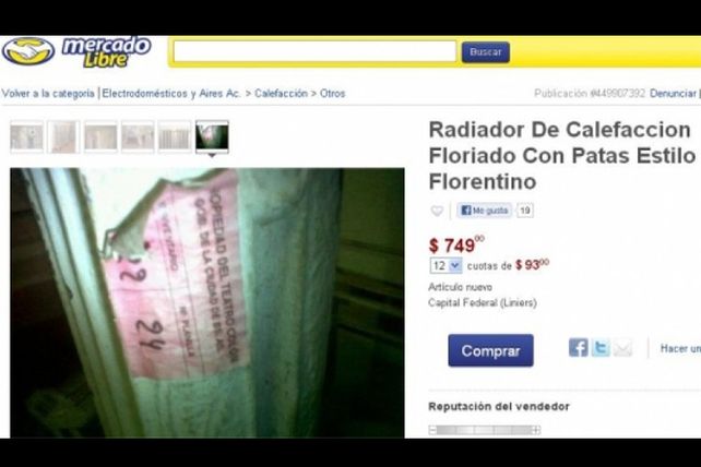Insólito: venden en Mercado Libre patrimonio del Teatro Colón