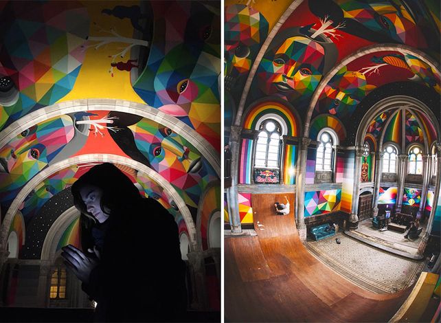 Convirtieron una iglesia de más de 100 años en un colorido skate park