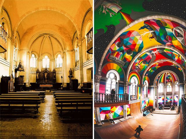 Convirtieron una iglesia de más de 100 años en un colorido skate park
