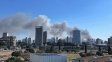 Columna de humo cruzando el cielo de la ciudad por la quema de pastizales en Circunvalación Oeste.