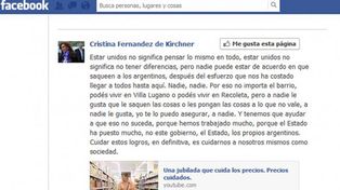 La presidente llamó a defender los Precios Cuidados a través de Facebook