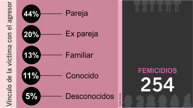 Hubo 254 femicidios en casi once meses, según un relevamiento