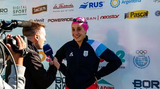 La alegría de Chiara Medun tras ganar la medalla.